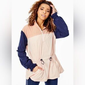 The Upside Yoko Colorblock Windbreaker Pink and Navy Utility Anorak Jacket XS